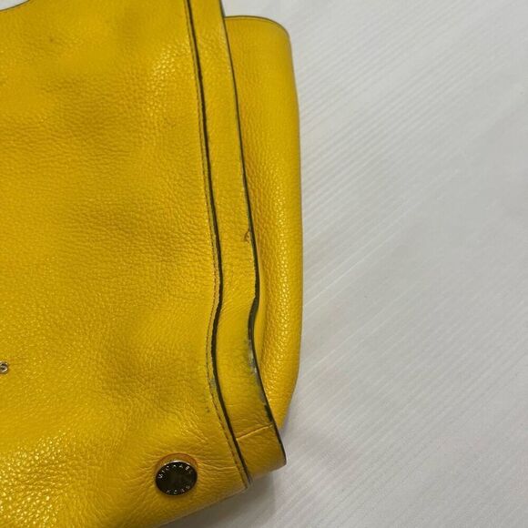 Michael Kors Newbury Yellow Pebbled Leather Shoulder Bag Purse Handbag - Picture 6 of 15
